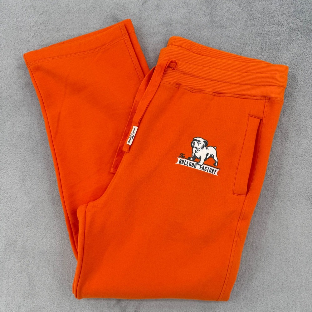 The Bulldog Factory Orange Embroidered Fleece Sweatpants Mens XL Joggers
